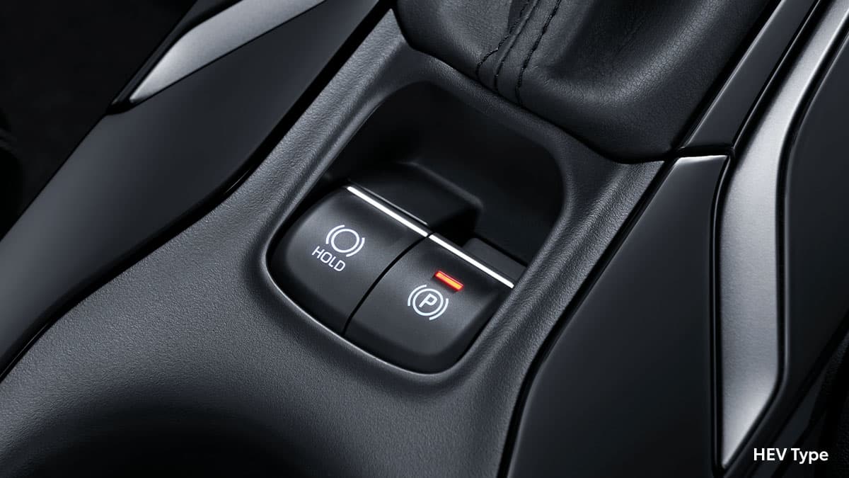Tombol Electric Parking Brake dengan fitur Brake Hold memudahkan Anda saat berhenti di tanjakan atau kemacetan. Sistem menahan mobil tetap diam tanpa injak pedal rem terus menerus sehingga berkendara lebih praktis dan nyaman.