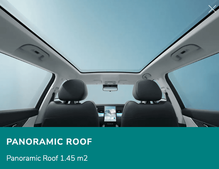 Panoramic Roof dengan ukuran 1.45 m2