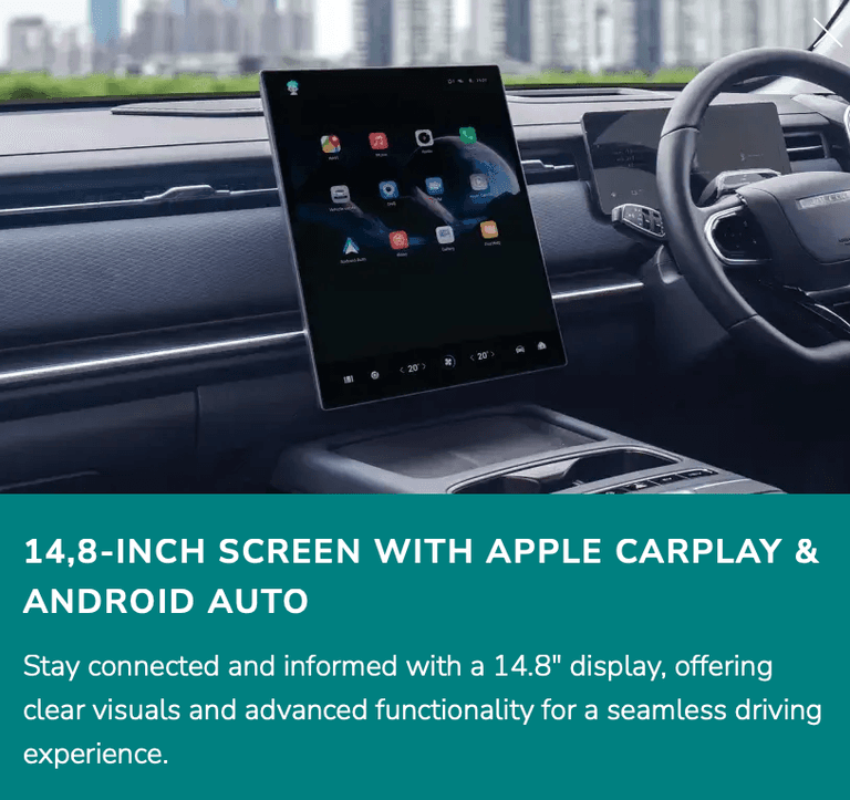 Stay connected and informed with a 14.8" display, offering clear visuals and advanced functionality for a seamless driving experience.