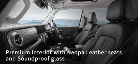 Kabin mewah dengan jok Nappa Leather dan kaca peredam suara, menghadirkan kenyamanan maksimal dan suasana tenang di setiap perjalanan.