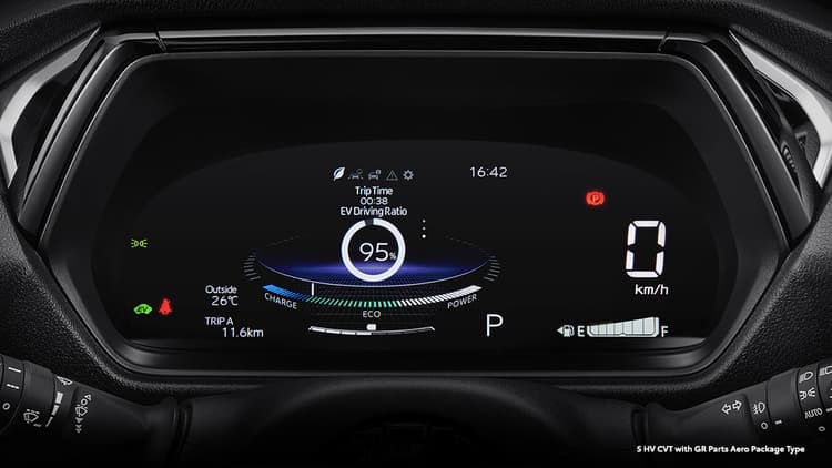 Layar interaktif yang stylish yang memberikan Anda semua informasi penting tentang mobil.