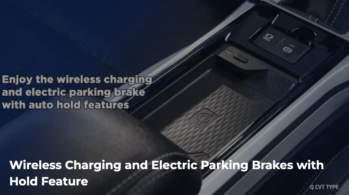Toyota Veloz 2026 dilengkapi wireless charging yang memudahkan pengisian daya smartphone tanpa kabel. Tersedia juga electric parking brake dengan auto hold yang membantu menahan kendaraan saat berhenti sehingga berkendara menjadi lebih praktis