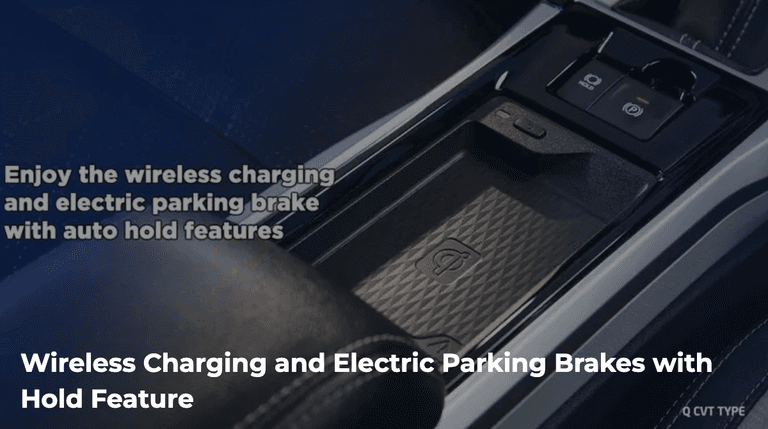 Toyota Veloz 2026 dilengkapi wireless charging yang memudahkan pengisian daya smartphone tanpa kabel. Tersedia juga electric parking brake dengan auto hold yang membantu menahan kendaraan saat berhenti sehingga berkendara menjadi lebih praktis