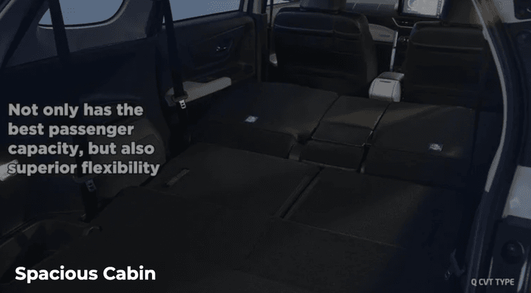 Toyota Veloz 2026 memiliki kabin luas dengan konfigurasi kursi yang fleksibel. Kursi baris kedua dan ketiga dapat dilipat untuk menambah ruang bagasi sehingga memudahkan membawa barang lebih banyak saat perjalanan