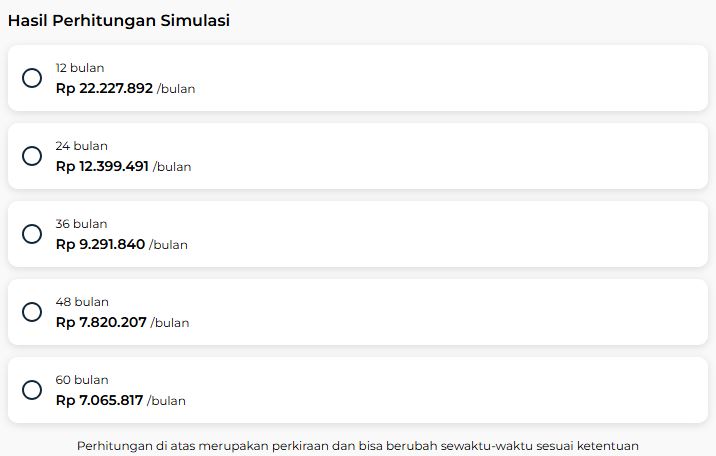 simulasi cicilan TOYOTA NEW AVANZA E 1.3 AT 2025 dengan dp 20%